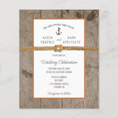 Budget Dockside Rope Rustic Hochzeit Einladung (Vorderseite)