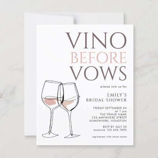 Budget Doodle Wine Vino Before Vows Bridal Shower (Vorderseite)