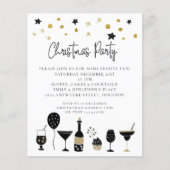 Budget Drinks Gold Black Christmas Party Einladung (Vorderseite)