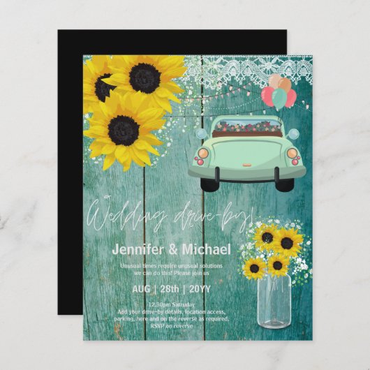 Budget Drive BY Wedding Einladungen - Cartoon Coup (Vorne/Hinten)