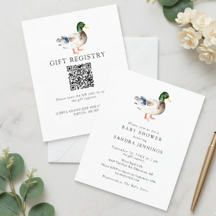 Budget Duck Baby Shower 2-seitige Registrierung QR