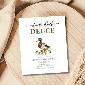 Budget Duck Deuce Boy 2. Geburtstag Einladung Flyer