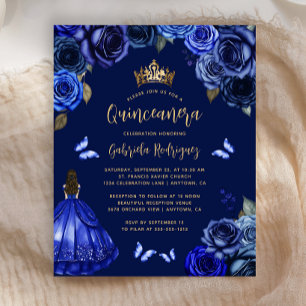 Budget Dunkel Königlich Blau Floral Prinzessin Qui