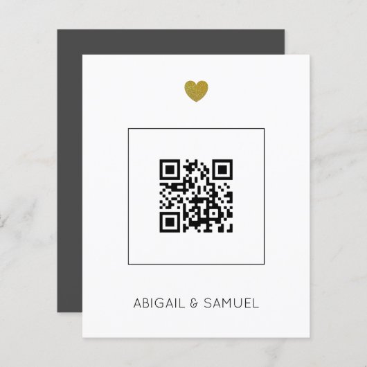 Budget Dunkelgrau QR Code Alles in einer Hochzeit (Vorne/Hinten)