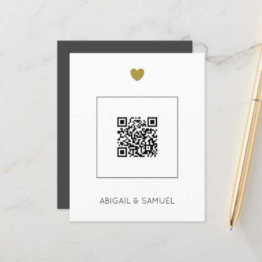 Budget Dunkelgrau QR Code Hochzeit Einladung (Vorderseite/Rückseite Beispiel)