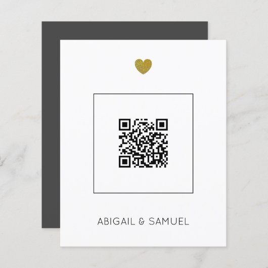Budget Dunkelgrau QR Code Hochzeit Einladung (Vorne/Hinten)