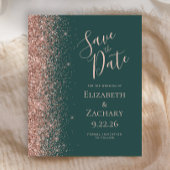 Budget Dunkelgrüne Rose Gold Save the Date