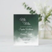Budget Dunkelgrüne Wasserfarbe Einladung Hochzeit (Stehend Vorderseite)