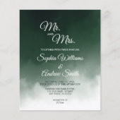 Budget Dunkelgrüne Wasserfarbe Einladung Hochzeit (Vorderseite)