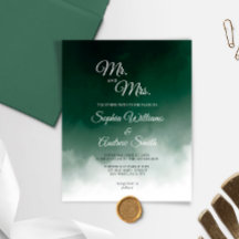 Budget Dunkelgrüne Wasserfarbe Einladung Hochzeit