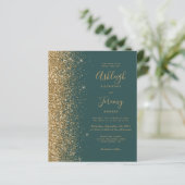 Budget Dunkelgrüner Glitzer Hochzeitseinladung (Stehend Vorderseite)