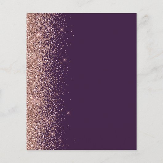 Budget Dunkle Lila Rose Gold Glitzer Save the Date (Rückseite)