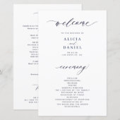 Budget dunkle Marine und weiß elegantes Hochzeitsp (Vorne/Hinten)