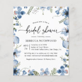 Budget Dusky Blue Florals Bridal Dusche Einladung (Vorderseite)