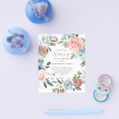 Budget Dusty Baby Blue Blush Pink 2 Wedding Flyer (Einzeln)
