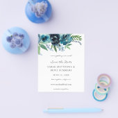 Budget Dusty Blue 2 Floral Save the Date 2 Flyer (Einzeln)
