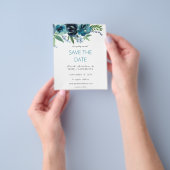 Budget Dusty Blue 2 Floral Save the Date V3 Flyer (Gruppe)