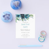 Budget Dusty Blue 2 Floral Save the Date V3 Flyer (Einzeln)