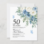 Budget Dusty Blue 50th Wedding Anniversary Invite (Vorderseite)