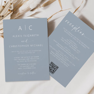 Budget Dusty Blue All in one Wedding QR Code