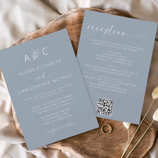 Budget Dusty Blue All in one Wedding QR Code