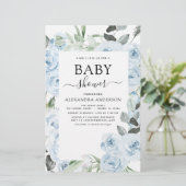 Budget Dusty Blue Baby Dusche Blumengrün (Stehend Vorderseite)