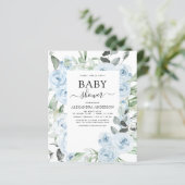 Budget Dusty Blue Baby Dusche Blumengrün (Stehend Vorderseite)