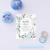 Budget Dusty Blue Baby Dusche Blumenladen Flyer (Einzeln)