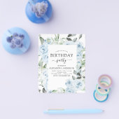 Budget Dusty Blue Birthday Party Blumenladen Flyer (Einzeln)