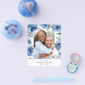 Budget Dusty Blue & Blu Save the Date Foto Flyer (Einzeln)