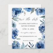 Budget Dusty Blue & Blue Floral Save the Date (Vorne/Hinten)