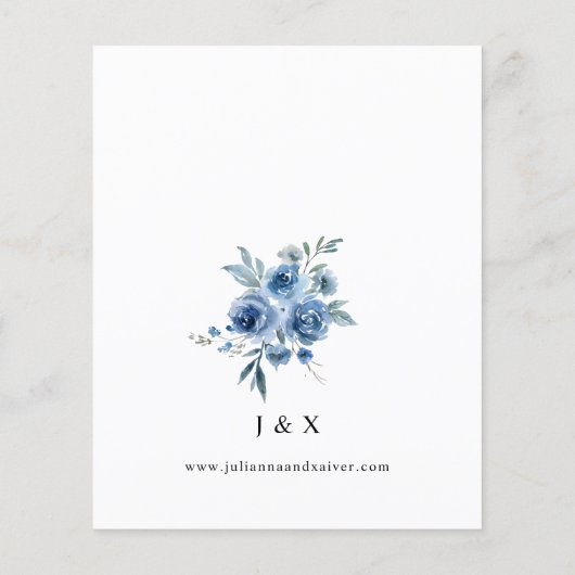 Budget Dusty Blue & Blue Floral Save the Date (Rückseite)