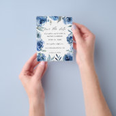 Budget Dusty Blue & Blue Floral Save the Date Flyer (Gruppe)
