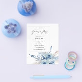 Budget Dusty Blue Boho Blumenstudium Party Flyer (Einzeln)