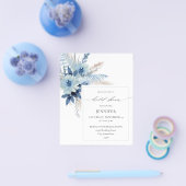 Budget Dusty Blue Boho Floral Brautparty 2 Flyer (Einzeln)