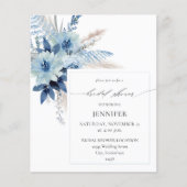 Budget Dusty Blue Boho Floral Brautparty 2 Flyer (Vorne)