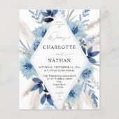 Budget Dusty Blue Boho Floral Wedding Flyer (Vorne)