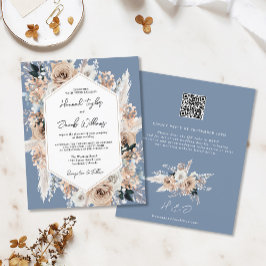 Budget Dusty Blue Boho Wedding QR Code UAWG Einlad