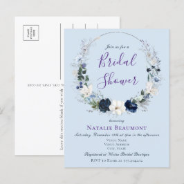 Budget Dusty Blue Botanical Floral Brautparty Einladungspostkarte