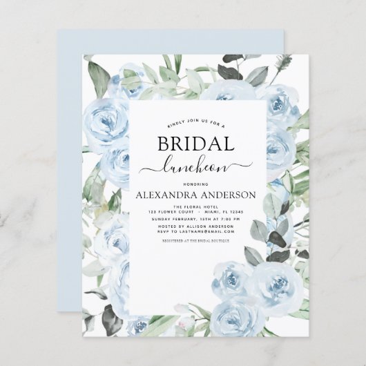 Budget Dusty Blue Brautparty Luncheon (Vorne/Hinten)