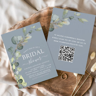 Budget Dusty Blue Brautparty QR Code Eucalyptus