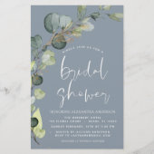 Budget Dusty Blue Brautparty Rustikale Einladung (Vorderseite)