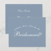 Budget Dusty Blue Calligraphy Bridesmaid Vorschlag (Vorne/Hinten)