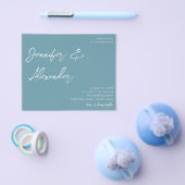 Budget Dusty Blue Calligraphy Foto Wedding V2 Flyer (Einzeln)