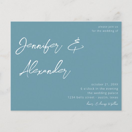 Budget Dusty Blue Calligraphy Foto Wedding V2 Flyer (Vorne)