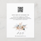 Budget Dusty Blue Champagne Wedding QR Code Einlad (Rückseite)