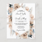 Budget Dusty Blue Champagne Wedding QR Code Einlad (Vorderseite)