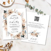 Budget Dusty Blue Champagne Wedding QR Code Einlad