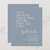 Budget Dusty Blue Couple Dusche Einladung (Vorne/Hinten)