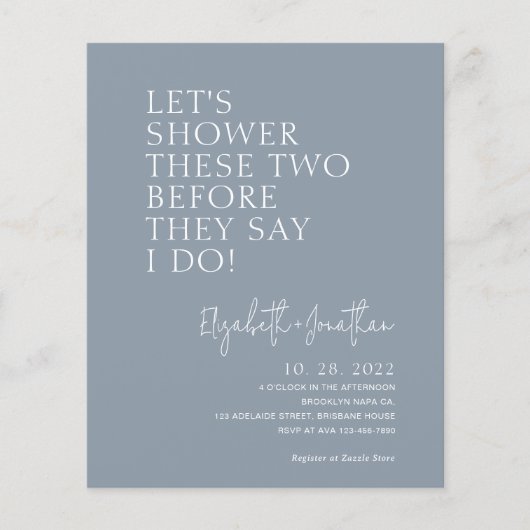 Budget Dusty Blue Couple Dusche Einladung (Vorderseite)